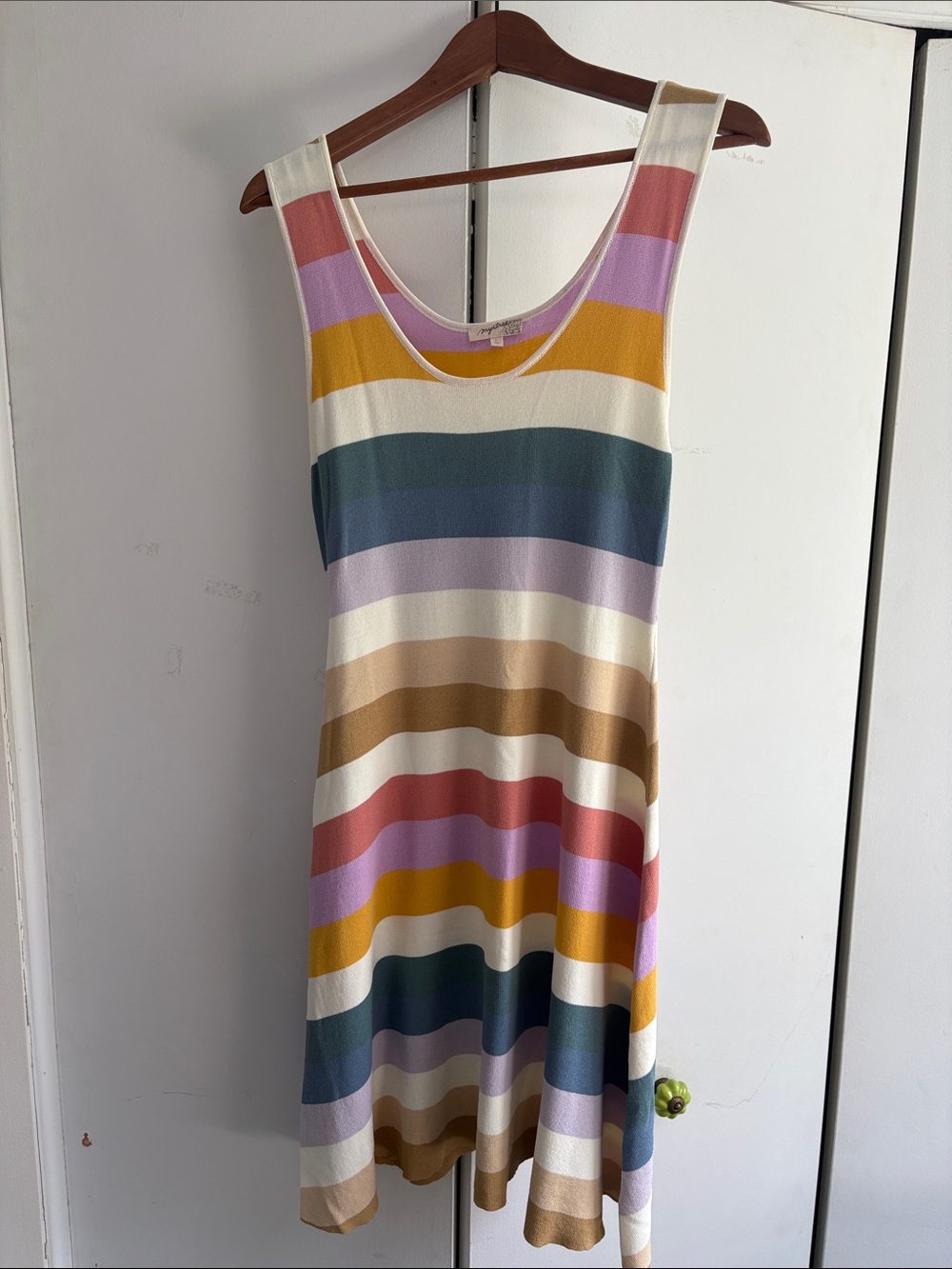 Mystree Multicolor Striped Midi Dress - Pink, Yellow, Blue, Brown